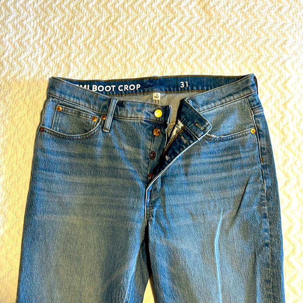 J.Crew women’s Demi boot crop jeans raw hem, size 31